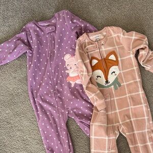 Carters 3T Kids One Piece Pajamas - Purple and Pink